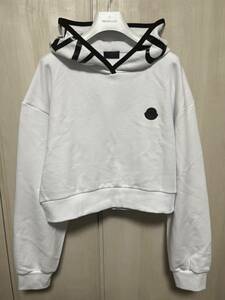 Lサイズ【未使用】MONCLER Cropped Hoodie クロップド パーカー　ホワイト　白色　正規品 ◆定価8.5万円◆　人気女性用モデル