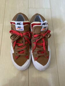 美品 sacai nike blazer low british tan　スニーカー　25.5㎝ ナイキ　サカイ　1ldk 