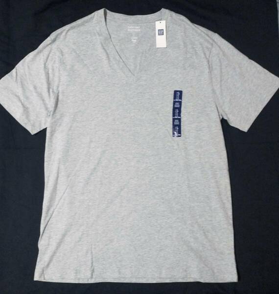 新品 GAP Vネック L コットンTシャツ EVERYDAY QUOTIDIEN 無地 グレー ギャップ