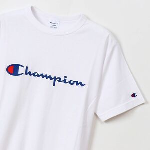 新品 Champion ベーシック ビッグロゴ Tシャツ L ホワイト 半袖 天竺素材 綿100% 定番 スクリプトプリント ショートスリーブ チャンピオン
