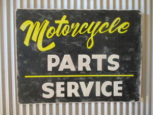 ビンテージサイン木製看板　検）MOTORCYCLESHOP REPAIRPARTSSERVICEガレージカスタムHARLEYBSATRIUMPHINDIANUSAUK50s60s70s