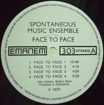３枚で送料無料【英Emanem】Spontaneous Music Ensemble (John Steves/Trevor Watts)/Face To Face_画像2