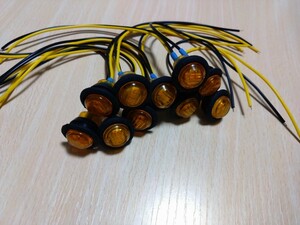 サイドマーカーボタン　１０個セット　アンバー　3 LED　12〜30v 防水　防塵　ip67 埋込式　ユーロ　ボルスカud ISUZU　サイドマーカー　