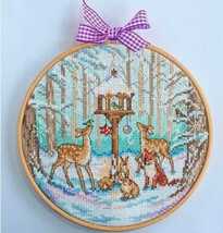 クロスステッチキット 森の中のクリスマス ツリー 刺繍 18CT キツネ うさぎ 鹿 トナカイ _画像1