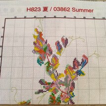 クロスステッチキット 『Summer』 夏 14CT 26×64cm 図案印刷あり 刺繍 ヘチマ とんぼ _画像6