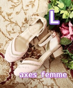 [ free shipping * anonymity delivery ] with translation special price! tag equipped axes femme axes femme embroidery separate color scheme pumps . pink L size 