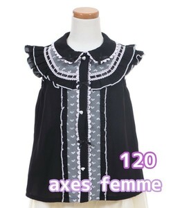 [ бесплатная доставка * анонимность рассылка ] с биркой axes femme kids axes femme Kids оборка используя роман tik блуза чёрный 120 детская одежда 