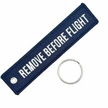 『REMOVE BEFORE FLIGHT』ネービーブルー フライトタグ キーリング_画像2