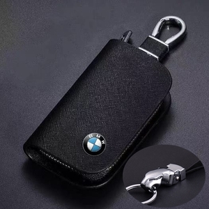 BMW　お洒落豹頭キーホルダー付き 黒　高品質　スマートキーケース キーカバー キーホルダー メンズ レディース 鍵収納　十字紋