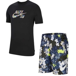  Nike M men's SBpala dice T-shirt short pants top and bottom black short sleeves shorts 