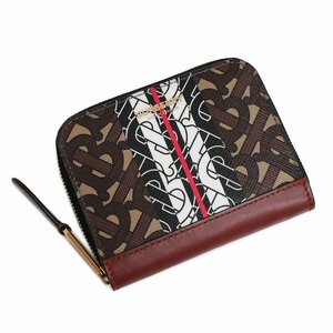 （新品・未使用品）バーバリー BURBERRY TB モノグラム ロゴ コインケース 小銭入れ 財布 レザー ブライドルブラウン 茶 8022453