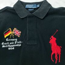 《オススメ◎》POLO RALPH LAUREN ポロラルフローレン★GERMANY*ドイツ*デザインポロシャツ*ブラック*サイズM(MS2657)◆S60_画像3