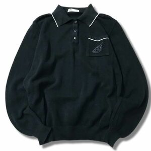 《良品◎》DAKS ダックス★日本製*ワンポイント*襟付きコットンニット*セーター*ポロシャツ*ブラック*サイズM(LA1490)◆S60