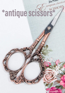  new goods flower pattern lovely * antique tongs bronze copper . scissors scrapbooking ko Large . paper thing 