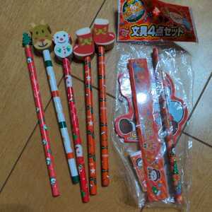  Christmas pencil eraser attaching pencil 5 pcs set stationery ruler eraser memo pad Santa Claus stationery 