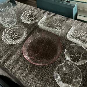 デザート皿　皿　プレート　ブドウ柄　11点セット　ガラス皿 昭和レトロ