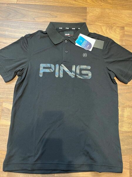 ping ピン　ロゴ　ポロシャツ　黒　ブラック　M