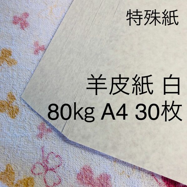 特殊紙　羊皮紙　白　80キロ　A4　30枚