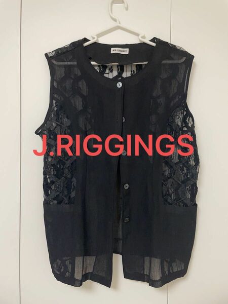 【美品】J.RIGGINGS ジェーレギンス レーストップス Ｍサイズ ノースリーブシャツ