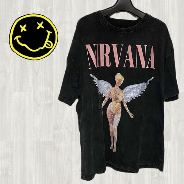 新品tシャツ NIRVANA ニルヴァーナ　ヴィンテージ加工Tシャツ Lサイズ