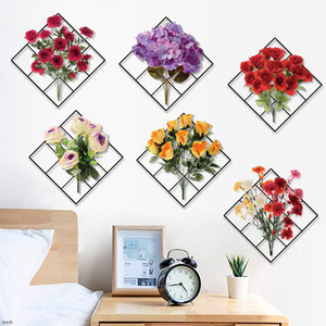 鮮やか綺麗な花々 ウォールステッカー 6種類セット 華やか おしゃれ バラ チューリップ 壁シール リビング ダイニング 装飾