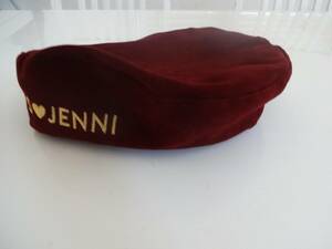 【JENNI】ジェニィ スエード ベレー帽 ワイン 刺繍 ロゴ ジェニー ロゴが 可愛い　帽子 ハンチング ゴールド ハート　新品 同様 未使用