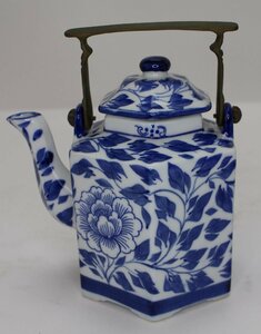  Thai производства заварной чайник чай примечание шестиугольник синий . узор чайная посуда керамика MADE IN THAILAND