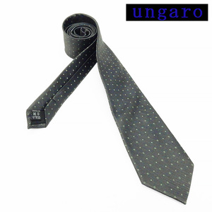 ungaro　イタリア製ネクタイ　グレー　小紋　シルク100％　ウンガロ　メール便可　UNG09