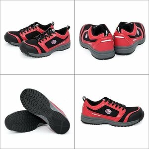 [STP/ mesh Work shoes ]*MESH WORK SHOES cord (himo) type / red 26.5cm* sneakers type light weight safety shoes JSAA A kind acquisition 