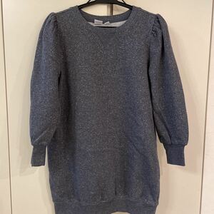 ★美品★GAP 裏起毛 ワンピース 130 M グレー ラメ 定価4,990円 Gap Kids 長袖 スウェットワンピース 兼　120 ダークグレー