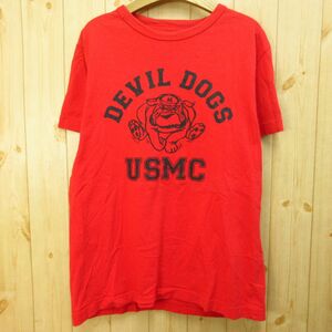 ◎ALPHA INDUSTRIES アルファインダストリーズ USMC◆半袖 Tシャツ コットン ミリタリー◆メンズ 赤 Mサイズ◆A2422