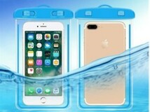 防水ケース iphone スマホ 海 プール IPX8 水中撮影 防水ポーチ 青_画像1