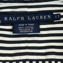 中古 ラルフローレン RALPH LAUREN 長袖 シャツブラウス ストライプ柄 黒×白 サイズ11 レディース 30代 40代 50代_画像6