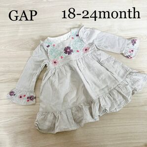 baby GAP ストライプ花柄刺繍ワンピース