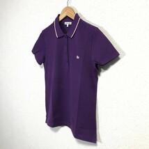 H3393dL 日本製 LACOSTE ラコステ サイズ42(M～L位) 半袖ポロシャツ 半袖シャツ パープル カジュアルシャツ レディース USED 古着 _画像3