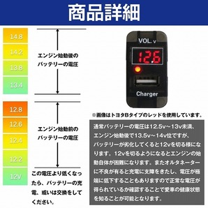 トヨタAタイプ プリウス ZVW30系 H21.5～現在 LED発光：ホワイト 電圧計表示 USBポート 充電 12V 増設 パネル USBスイッチホールカバーの画像4