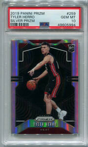 2019 Panini Prizm 259 Tyler Herro RC Silver Prizm PSA 10