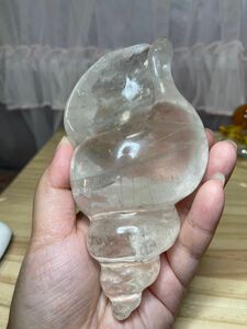 セール^ - ^ 綺麗　大きい　巻貝　水晶　ルチルと天然石　アクアマリン　水晶 丸玉 2点セット　 水晶原石