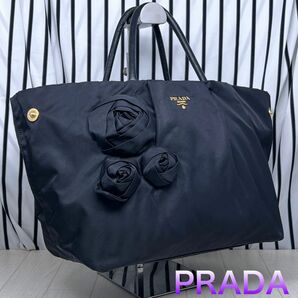 【美品】PRADA×プラダ A4収納可能金色プレートトートバッグ