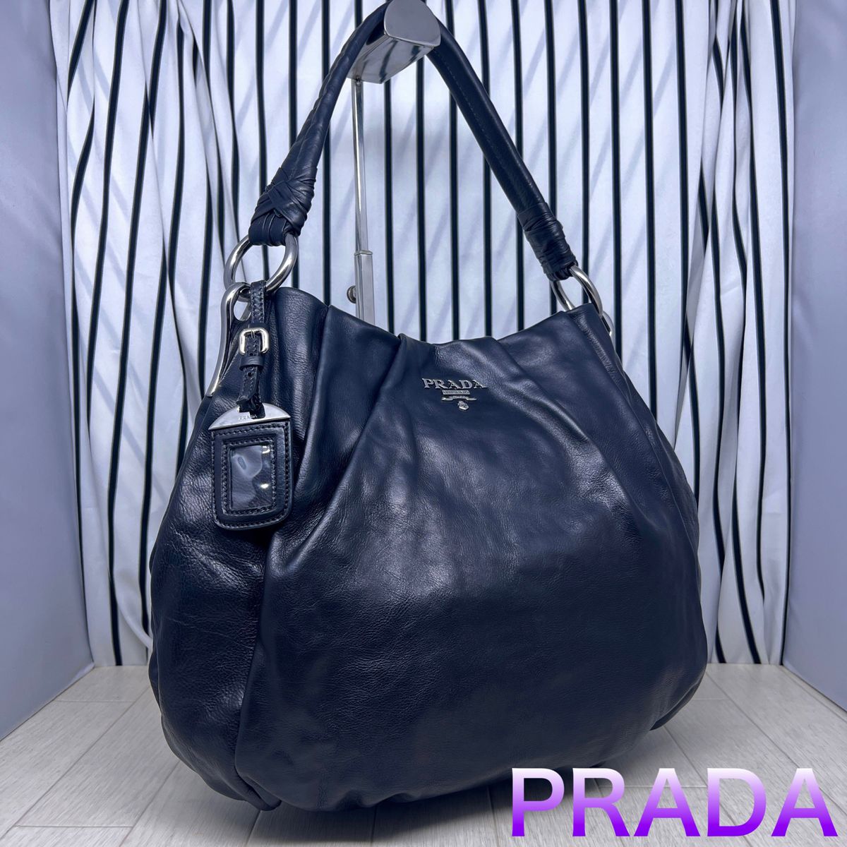 美品 PRADA プラダ ロゴ型押 ハンドバッグ ボストンバッグ ショルダー