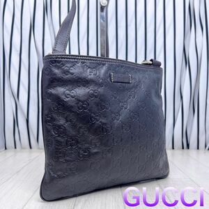 【美品】GUCCI×グッチ オールレザーシマラインショルダーバッグ