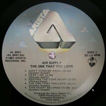 LP2112☆US/Arista「Air Supply / The One That You Love / AL-9551」_画像4