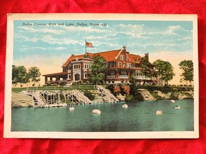 7095/米国Antique絵葉書 テキサス州 ダラスカントリークラブと湖 アメリカ ポストカード