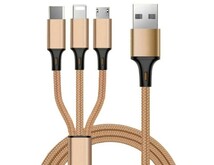 3in1ケーブル ゴールド 3in1 巻き取り式 急速充電 Lightning Type-C microUSB 3in1 充電ケーブル ライトニング 充電 USBケーブル_画像9