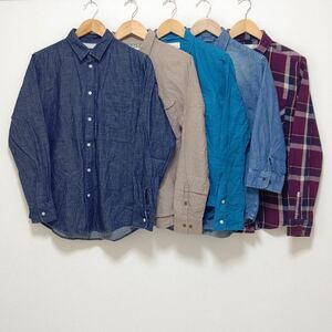 お得!!【まとめ売り】長袖 シャツ 5着 セット BROWNYブラウニー ヴィンテージ チェック デニム シャンブレー ボタンダウン メンズ M/LS-60j