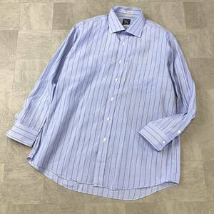  превосходный товар 90s Burberry Burberry полоса рубашка с длинным рукавом мужской 84 размер L соответствует голубой 