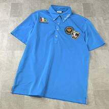美品 FILA GOLF フィラゴルフ イタリア 刺繍 半袖 ポロシャツ メンズ LLサイズ ブルー golf ゴルフシャツ_画像1