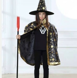  Halloween манто & шляпа Kids для свободный размер для мужчин и женщин костюмированная игра детский 2 позиций комплект Mahou Tsukai 6 цвет черный ⑦