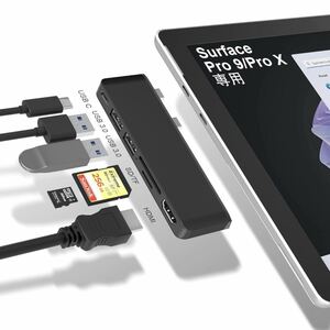 Surface Pro9 USBハブ 6-in-2拡張 マルチポート Thunerbolt4 USBC 4Kディスプレイ 40Gbpsデータ PD充電