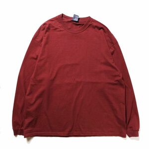 90's 00's ピューリタン クルーネック ロングスリーブ Tシャツ 長袖 (XL) エンジ系 無地 ロンＴ 90年代 00年代 旧タグ オールド Y2K